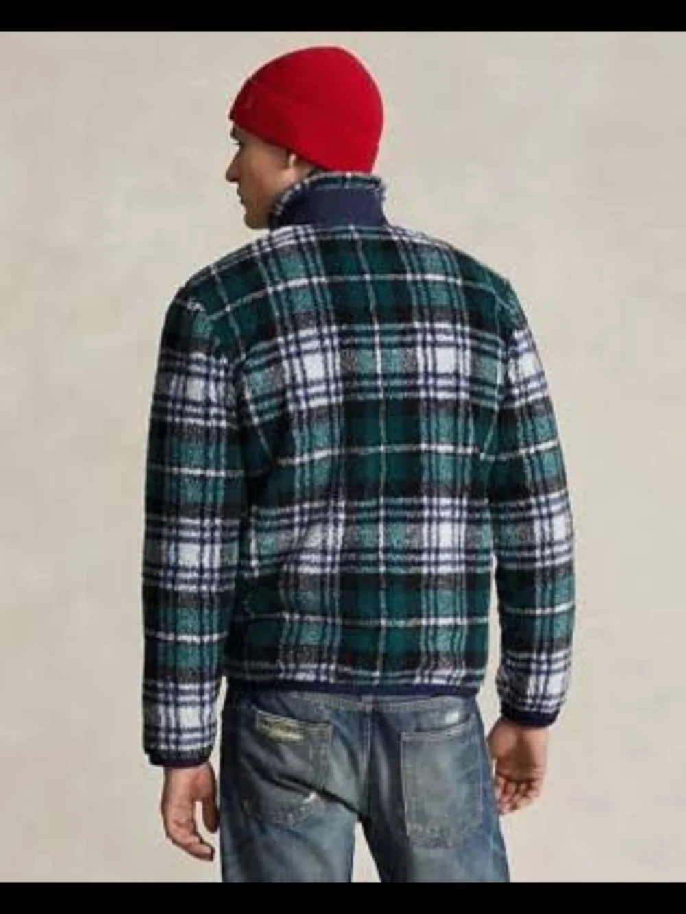Polo Ralph Lauren Men's 2XL Long Sleeve Fleece Jacquard Jacket Plaid Pile